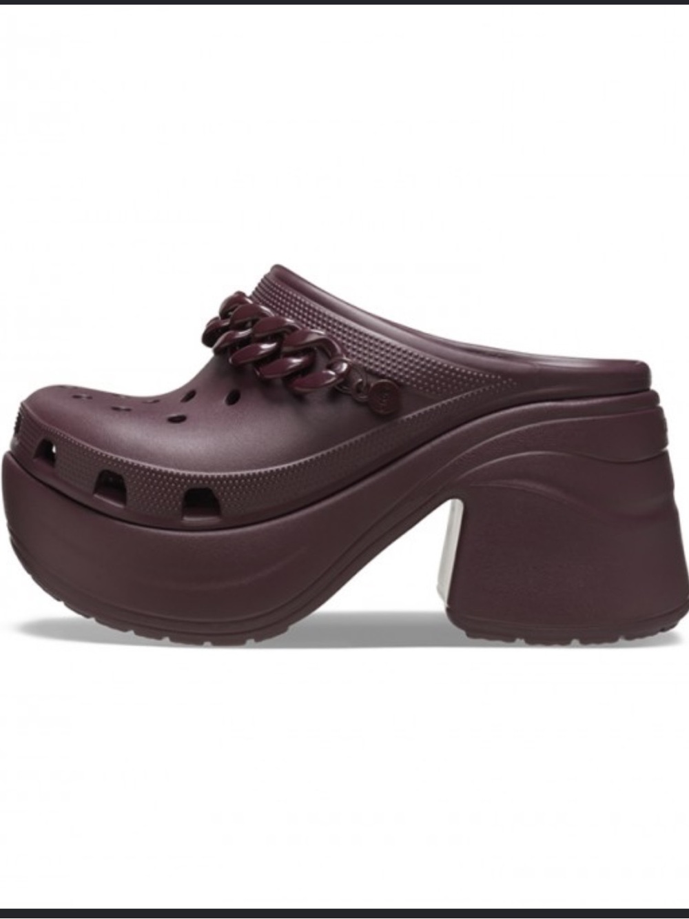 CROCS Siren Chain Slip On Platform Heeled Clogs Dark Cherry Women Size 11 NEW